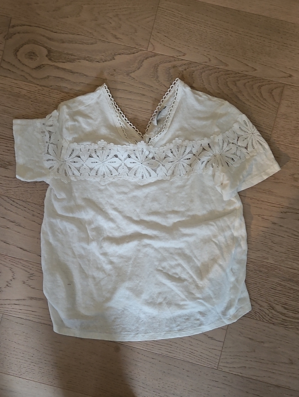 Sandro White Floral Lace V-Neck Blouse